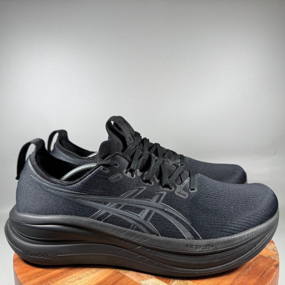 ASICS GEL-Nimbus 28 Mens Size 14 Black Black Running Shoes 1011C127 PureGEL
